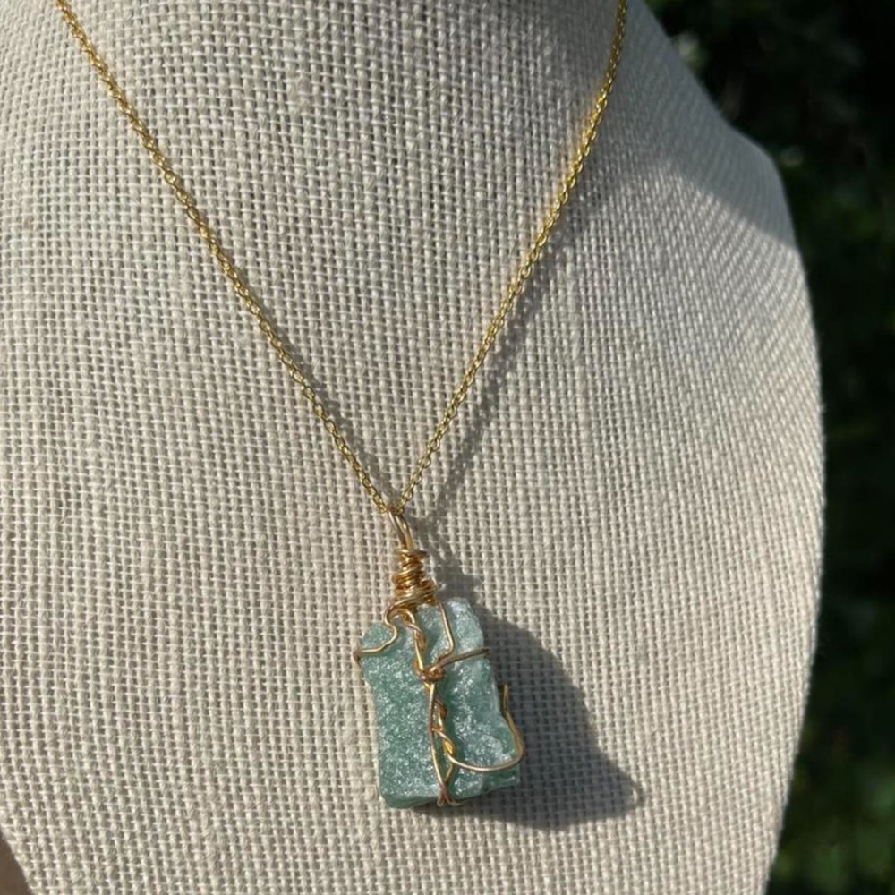 Raw adventurine crystal necklace